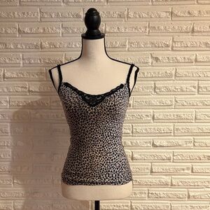 Express Animal Print Cami with Black Lace